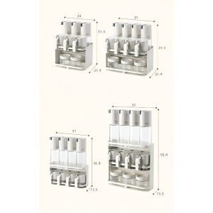 Suport pentru Depozitare Condimente, Ulei, Otet, Flippy, Montare pe Perete din 12 Piese, Uz Casnic, pentru Bucatarie, 31 x 21.9 x 31.5cm, Alb - Img 8