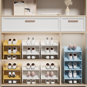 Suport pentru Pantofi, Flippy, cu Doua Straturi, Organizator, Antiderapant și Durabil, 26x24.8x16 cm, Albastru - Img 2
