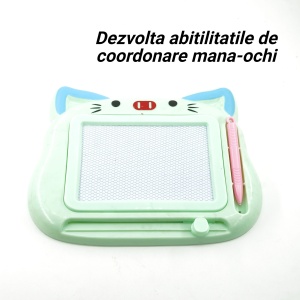 Tablita Magnetica de Scris si Desenat, Flippy, Model Pisica, cu Creion, Dimensiuni 23.2x18.5 cm, Suprafata Desen 14.6x10.4 cm, Dezvolta Imaginatia si Creativitatea, Incurajeaza Exersarea Scrisului, Verde - Img 4