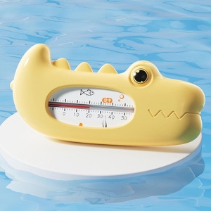 Termometru pentru Baie, Flippy, Plutitor, Rezistent la apa, Multifunctional, Model Crocodil, 2.7x6.5x3.7 cm, Galben - Img 3