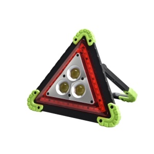Triunghi Multifunctional de Avertizare, Flippy, Lanterna LED, Impermeabil IP65, 800 lm, 2 x AA, Functie Incarcare Telefon, USB si Micro USB, COB, Verde - Img 1