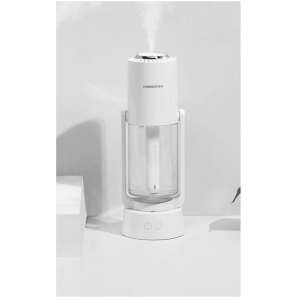 Umidificator si Purificator aer ultrasonic portabil, rezervor 200ml, cu ioni negativi, LED 7 culori, rotatie 360 grade, Alb - Img 6