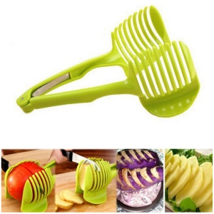 Ustenisla de bucatarie tip cleste pentru feliat fructe si legume Flippy, material ABS, 8 x 18.5 cm, verde - Img 6