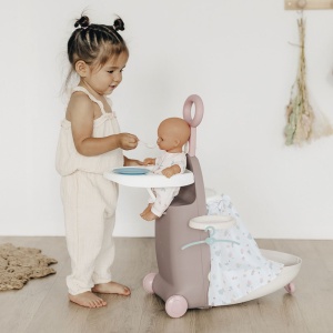 Valiza multifunctionala pentru papusi Smoby Baby Nurse 3 in 1 maro - Img 5