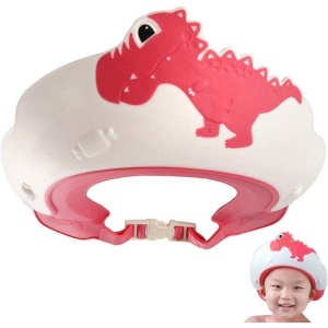 Viziera de Protectie Baie Pentru Copii, Fippy, Model Dinozaur, Dimensiune ajustabila, Durabil, Usor de curatat, Impotriva Samponului, pentru Ochi si Urechi, TPE+PP, 22x21 cm, Rosu - Img 5