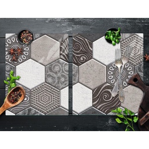 10 x Placi Tapet Autocolant 3D cu Imitatie de Marmura Hexagonala, pentru Perete Bucatarie Sufragerie, Usor de Curatat, Rezistent la Apa, Autoadeziv, 30x30 cm, Gri - Img 3