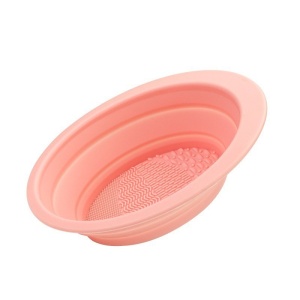 Accesoriu din silicon pentru curatarea accesoriilor makeup, pensule, buretei, 14.5 x 11,5 cm, 2 moduri de utilizare, pliabil, roz - Img 11