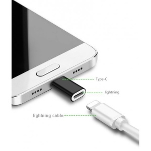 Adaptor iPhone(mama) to Type-C(tata) 2,8 cm, Flippy, Negru - Img 3