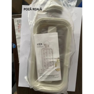 Aparat de gheata portabil 2 in 1, Flippy, tava din sticla, diametru 3 cm, multifunctional, 17 cuburi de gheata, 27,5 x 11,4 x 5,5 cm, culoare alb gri - Img 6