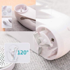 Aparat Pentru Curatat Scame, Par Si Praf, Flippy, Trimmer pentru Diferite Tipuri De Material, Cu Lame Din Otel Inoxidabil, Maner Ergonomic, Incarcare Prin USB, 15x6x9 cm, Alb - Img 6