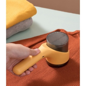 Aparat Scame si Par Haine, Flippy, Electric, USB inclus, Periuta Curatare, pentru Diferite Tesaturi, 3 Trepte, 20.5 x 8.8 x 7 cm, Galben - Img 4
