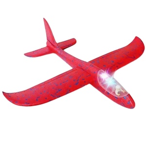 Avion Planor cu Pilot, Flippy, Din Polistiren, Cu Lumini in Cabina Pilotului, Lungime 47 cm, Rosu - Img 1