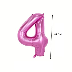 Balon din Folie Flippy, Cifra 4, 81 cm, Pentru Aer sau Heliu, Bulk, Mov - Img 2