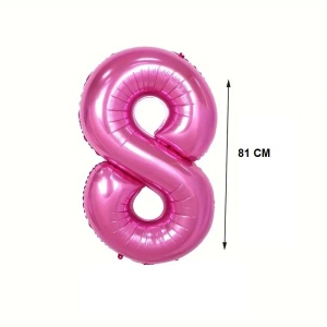Balon din Folie Flippy, Cifra 8, 81 cm, Pentru Aer sau Heliu, Bulk, Roz - Img 2