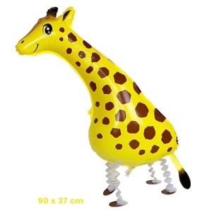 Balon din Folie Metalizata, Flippy, Figurina Animata, Model Girafa, 90x37 cm, Ambalaj Individual, Pai Inclus, Umflare cu Aer sau Heliu, Galben - Img 2