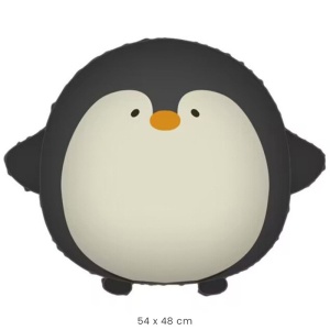Balon din Folie Metalizata, Flippy, Figurina Animata, Model Pinguin, 54 x 48 cm, Ambalaj Individual, Pai Inclus, Umflare cu Aer sau Heliu, Negru - Img 2