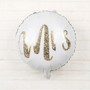 Balon din Folie Metalizata, Flippy, Figurina Cerc, Model MRS, Tematica Nunta, 45 cm, Ambalaj Individual, Pai Inclus, Umflare cu Aer sau Heliu, Alb - Img 6
