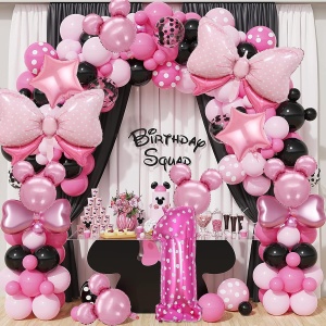 Balon din Folie Metalizata Flippy, Figurina Cifra, Imprimeu Inimi, Tema Aniversare 80 cm, Ambalaj Individual, Pai inclus, Umflare cu Aer sau Heliu, Roz, Cifra 1 - Img 4