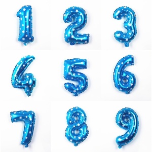 Balon din Folie Metalizata Flippy, Figurina Cifra, Imprimeu Stele, Tema Aniversare 80 cm, Ambalaj Individual, Pai inclus, Umflare cu Aer sau Heliu, Albastru, Cifra 6 - Img 3