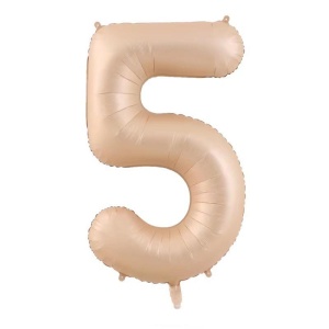 Balon din Folie Metalizata, Flippy, Figurina Cifra, Model 5, Tema Aniversare 100 cm, Ambalaj Individual, Pai Inclus, Umflare cu Aer sau Heliu, Crem - Img 1