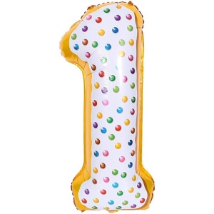 Balon din Folie Metalizata Flippy, Figurina Cifra, Model Candy, Tema Aniversare 100 cm, Ambalaj Individual, Pai inclus, Umflare cu Aer sau Heliu, Multicolor, Cifra 1 - Img 7