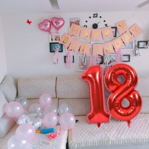Balon din Folie Metalizata Flippy, Figurina Cifra, Tema Aniversare 40 cm, Ambalaj Individual, Pai inclus, Umflare cu Aer sau Heliu, Rosu, Cifra 1 - Img 13