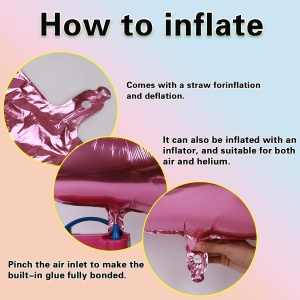 Balon din Folie Metalizata Flippy, Figurina Cifra, Tema Aniversare 40 cm, Ambalaj Individual, Pai inclus, Umflare cu Aer sau Heliu, Roz, Cifra 5 - Img 3