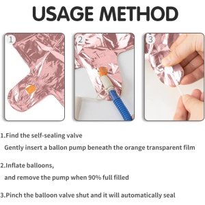 Balon din Folie Metalizata Flippy, Figurina Cifra, Tema Aniversare 40 cm, Ambalaj Individual, Pai inclus, Umflare cu Aer sau Heliu, Rose Gold, Cifra 9 - Img 6