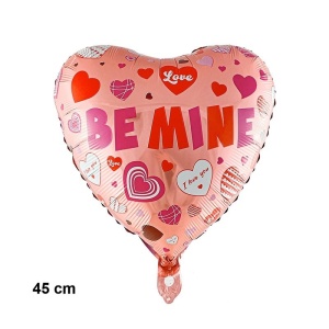 Balon din Folie Metalizata, Flippy, Figurina Inimioara, Model BE MINE, Tematica Iubire, 45 cm, Ambalaj Individual, Pai Inclus, Umflare cu Aer sau Heliu, Rosu - Img 2