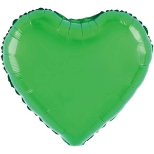 Balon din Folie Metalizata, Flippy, Figurina Inimioara, Model Simplu, Tematica Iubire, 40 cm, Ambalaj Individual, Pai Inclus, Umflare cu Aer sau Heliu, Verde - Img 1