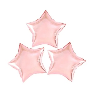 Balon din Folie Metalizata, Flippy, Figurina Stea, Model Simplu, Tematica Aniversare, 40 cm, Ambalaj Individual, Pai Inclus, Umflare cu Aer sau Heliu, Rose - Img 2