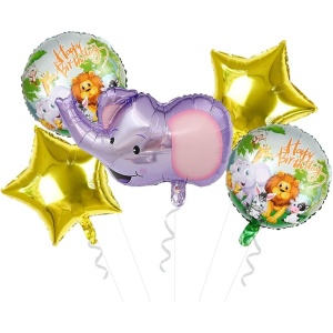 Balon din Folie Metalizata, Flippy, Mini Figurina Rotunda, Model Animalute, Happy Birthday, Tematica Aniversare, 45 cm, Ambalaj Individual, Pai Inclus, Umflare cu Aer sau Heliu, Multicolor - Img 7