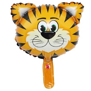 Balon din Folie Metalizata, Flippy, Mini Figurine Animalute, Model Tigru, Tematica Aniversare, 38x31 cm, Ambalaj Individual, Pai Inclus, Umflare cu Aer sau Heliu, Multicolor - Img 4