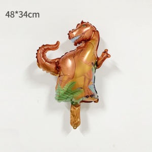 Balon din Folie Metalizata, Flippy, Mini Figurine Dinozauri, Model T-Rex, Tematica Aniversare, 48x34 cm, Ambalaj Individual, Pai Inclus, Umflare cu Aer sau Heliu, Multicolor - Img 2