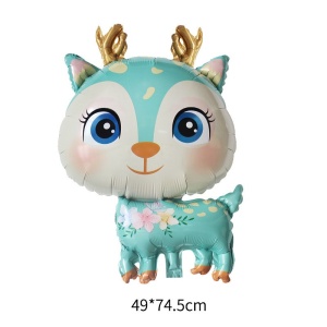 Balon din Folie Metalizata, Flippy, Mini Figurine, Model Cerb, Tematica Aniversare, 49x74.5 cm, Ambalaj Individual, Pai Inclus, Umflare cu Aer sau Heliu, Albastru - Img 12