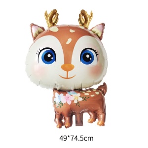 Balon din Folie Metalizata, Flippy, Mini Figurine, Model Cerb, Tematica Aniversare, 49x74.5 cm, Ambalaj Individual, Pai Inclus, Umflare cu Aer sau Heliu, Maro - Img 5