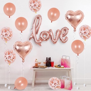 Balon din Folie Metalizata, Flippy, Model Love scris de mana, 102x65 cm, Tematica Ziua Îndrăgostiților, Ambalaj Individual, Pai Inclus, Umflare cu Aer sau Heliu, Rose Gold - Img 5