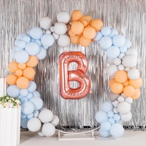Balon Folie Metalizata Litera B, Flippy, 80 cm, Umflati cu Heliu sau Aer, Ambalaj Individual, Pai inclus, Rose Gold - Img 3