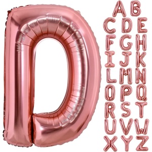 Balon Folie Metalizata Litera D, Flippy, 80 cm, Umflati cu Heliu sau Aer, Ambalaj Individual, Pai inclus, Rose Gold - Img 4