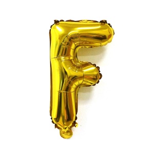 Balon Folie Metalizata Litera F, Flippy, 40 cm, Umflati cu Heliu sau Aer, Ambalaj Individual, Pai inclus, Auriu - Img 3