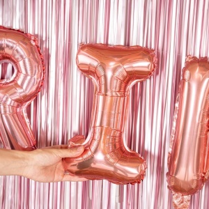 Balon Folie Metalizata Litera I, Flippy, 40 cm, Umflati cu Heliu sau Aer, Ambalaj Individual, Pai inclus, Rose Gold - Img 4
