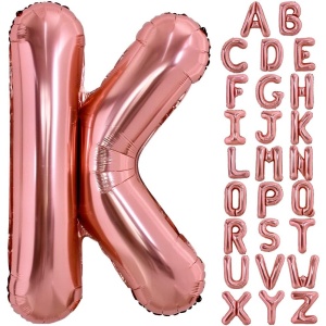 Balon Folie Metalizata Litera K, Flippy, 40 cm, Umflati cu Heliu sau Aer, Ambalaj Individual, Pai inclus, Rose Gold - Img 2