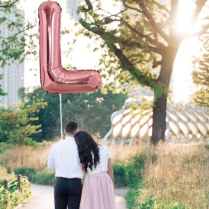 Balon Folie Metalizata Litera L, Flippy, 80 cm, Umflati cu Heliu sau Aer, Ambalaj Individual, Pai inclus, Rose Gold - Img 2