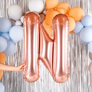 Balon Folie Metalizata Litera N, Flippy, 80 cm, Umflati cu Heliu sau Aer, Ambalaj Individual, Pai inclus, Rose Gold - Img 5
