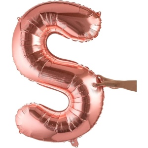 Balon Folie Metalizata Litera S, Flippy, 80 cm, Umflati cu Heliu sau Aer, Ambalaj Individual, Pai inclus, Rose Gold - Img 8