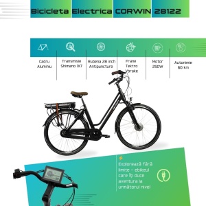 Bicicleta Electrica Corwin 28122 - 28 Inch, 490mm, Negru - Img 4