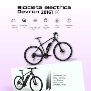 Bicicleta Electrica Devron 28161 - 28 Inch, 530mm, Negru Mat - Img 4