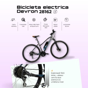 Bicicleta Electrica Devron 28162 - 28 Inch, M, Gri - Img 4