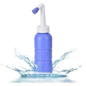 Bideu Portabil pentru Igiena Intima, Flippy, pentru Postpartum/ Postoperator, 450 mL, cu Capac si Husa Galbena, 29.5x7 cm, Culoare Recipient Mov - Img 12