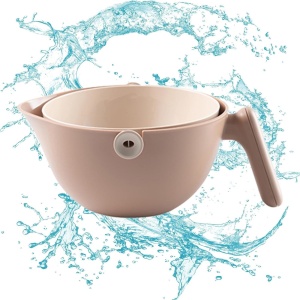 Bol cu Doua Straturi, Flippy, pentru Fructe, Legume, cu Cos de Scurgere a Apei, 2L, din ABS+PP, 29.9 x 22.5 x 11.8 cm, Maro - Img 4